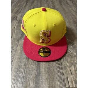New Era 59FIFTY Seattle Mariners Pink Lemonade Yellow Fitted Cap Hat NWT